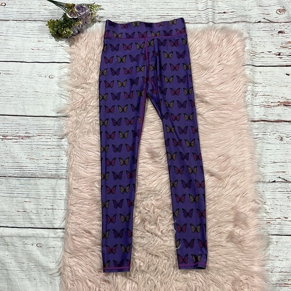 NWT Terez Halftone Butterfly Purple Hi-Shine Leggings - Picture 2 of 9